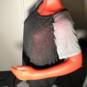 No Boundaries -  Black and Grey - Ladies Sheer Jersey Top - Size XXL